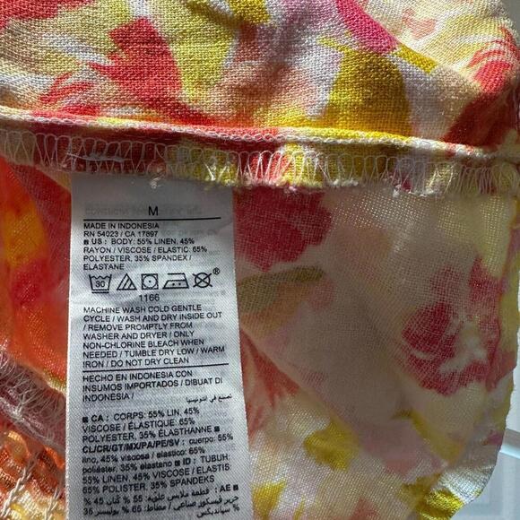 NWT Old Navy Fitted Linen Blend Tie Shoulder Cropped Cami Top Orange Pink Medium - Picture 5 of 5